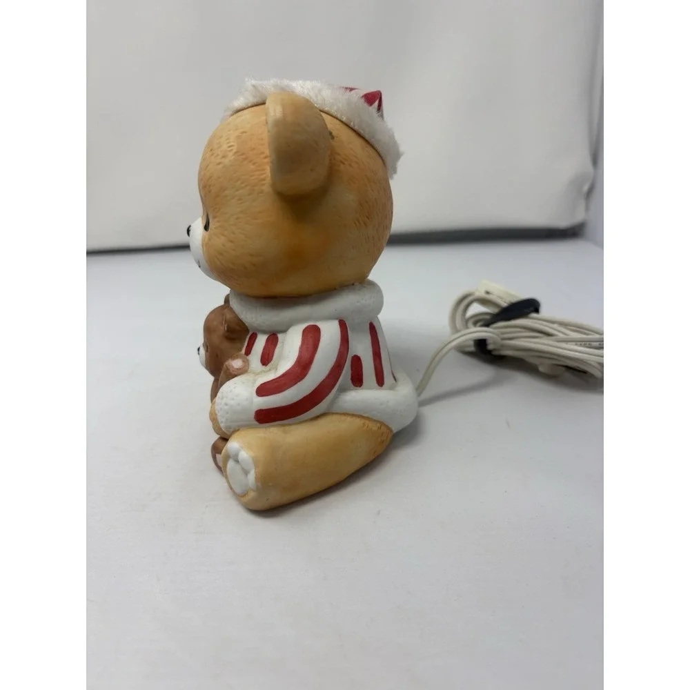 Vintage 1980's Ceramic Christmas Teddy Bear Night Light Lamp PJ's Bear Nostalgic